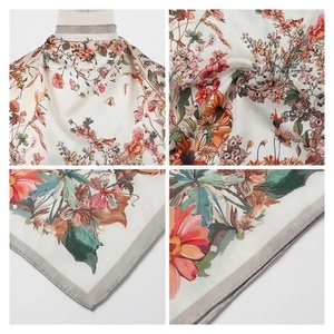 NORTH APPROACH Women's Square <b>Silk</b> Scarf Floral Print Elegant Multi-Functional Fashion Accessory All Seasons - Product Image 4