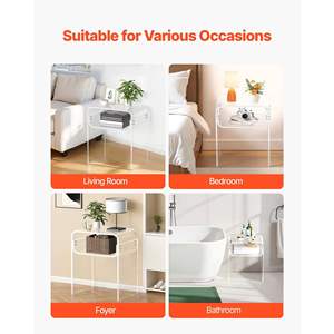 Modern Rectangle Acrylic Side <b>Table</b> 2-Tier Clear Bedside <b>Storage</b> Shelf <b>End</b> Desk Thick Transparent Nightstand Bedroom Living - Product Image 6