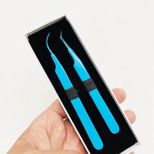 Ensemble de pinces à épiler professionnelles de qualité supérieure, personnalisées, en acier inoxydable, avec poignée confortable et pointe lisse, pour extensions de cils, longueur 12 mm - Product Image 5