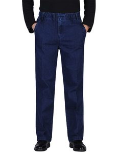 Jeans de Mezclilla para Hombre, Corte Recto, Cintura Alta, Ajuste Regular, Color Sólido, Estilo Casual, para Otoño - Product Image 1