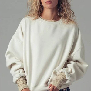 Sweat-shirt surdimensionné à col rond pour femme Wearpex, style streetwear, couleur unie, manches longues, 100% coton molletonné 400g - Product Image 4