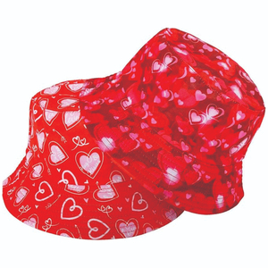 Sombrero de Pescador con Estampado de Corazón Rojo, Unisex, Casual, para Primavera/Verano, 100% Poliéster, Transpirable, Estilo de Impresión Digital - Product Image 1