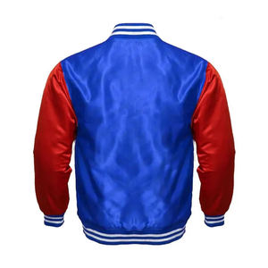Veste universitaire en satin bicolore à boutons-pression avec broderies personnalisées, style baseball en soie satinée - Product Image 2