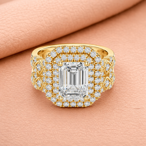 Bague de luxe en diamant taille émeraude cultivé en laboratoire pour femme, plaqué or jaune/blanc/rose, rhodié, bijou de déclaration nuptial, cadeau - Product Image 3