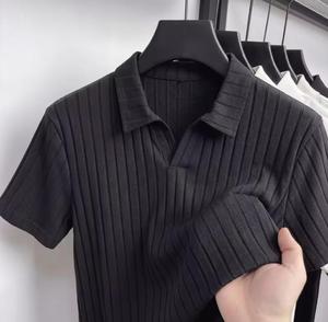 Polo de Manga Corta Tejido para Hombre, Color Sólido Informal, Transpirable, 100% Algodón, Corte Regular - Product Image 2