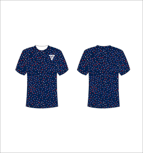 T-shirt à manches courtes pour homme à pois, col rond, coupe classique, décontracté, respirant, en polyester tricoté avec impression de logo sur le devant - Product Image 1