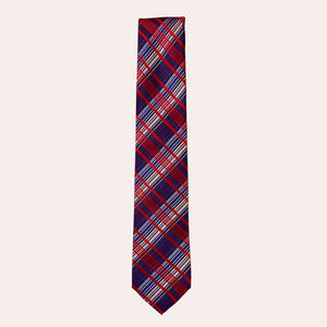 Corbata Premium a Cuadros Azul y Rojo |   Corbata de Poliéster a Cuadros Multicolor para Hombre, Formal, de Negocios, para Bodas, Fiestas, Diseño de Moda - Product Image 1