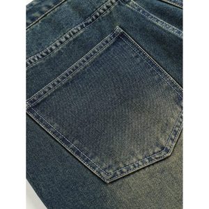 Jean droit pour homme, style vintage moderne, effet usé léger, écologique et respirant, tendance mode streetwear hiver - Product Image 4