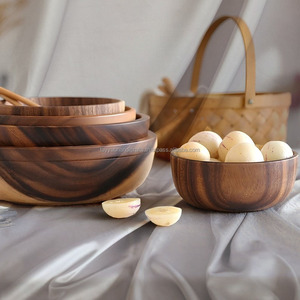 Bol de service en bois pour les fêtes et les dîners festifs, idéal pour la décoration de table, provenant d'Inde - Product Image 3