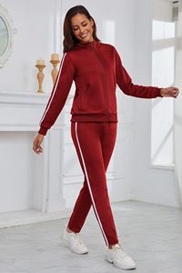 Conjuntos Deportivos de Mujer con Cuello Alto y Cremallera, Trajes de Chándal de Forro Polar Cálidos para Invierno, Ropa de Entrenamiento de 2 Piezas para Damas - Product Image 2
