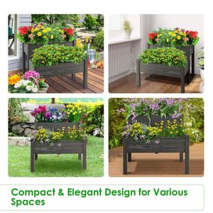 Jardinera Elevada de Madera de 2 Niveles con Orificios de Drenaje y Patas, Producto para Jardinería - Product Image 5