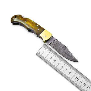 Cuchillo Plegable de Acero de Damasco Personalizado, Cuchillo Plegable de Acero Inoxidable, Cuchillo de Caza Táctico Plegable para Camping, Venta al por Mayor - Product Image 1