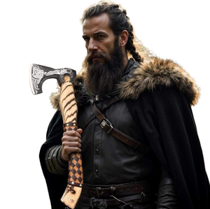Hacha Vikinga Forjada a Mano al por Mayor, Hacha Tomahawk para Acampar al Aire Libre, Caza, con Mango de Madera y Hoja Grabada, Hacha de Supervivencia - Product Image 4