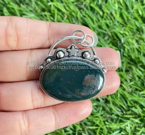 Colgante de Plata de Ley 925, colgante de piedras preciosas de sangre, joyería de piedras preciosas de plata hecha a mano, colgante de piedra de sangre para ella - Product Image 3