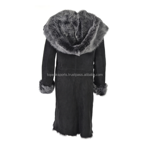 Manteau en cuir de mouton brun foncé de qualité supérieure OEM 2026 avec capuche en fourrure pour femmes, manteaux d'hiver 100% haute qualité, grandes tailles - Product Image 4