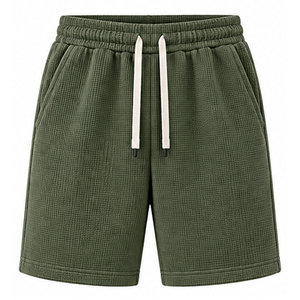 <b>Mens</b> Waffle Knit <b>Shorts</b> Embroidered Custom Lightweight Breathable Textured Fabric Casual Summer Sports Gym Training <b>Lounge</b> - Product Image 1