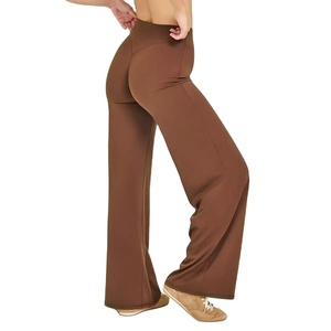 High Quality High Waisted Workout Yoga Pant Extended <b>Flare</b> Plus Size Women's <b>Leggings</b> Breathable Anti-Bacterial Solid Quick Dry - Product Image 1