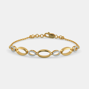 Pulsera de Diamantes de Oro Sólido de 18K para Mujer, Corte Ovalado, Cadena Geométrica, Estilo Clásico, Uso Diario - Product Image 1