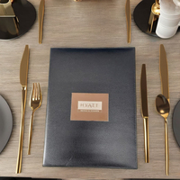 Exportateur indien de couvertures de menu en cuir PU de qualité supérieure, certifiées ISO, durables, avec logo personnalisé, porte-documents en métal nickelé pour restaurant et hôtel