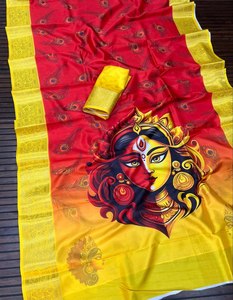 Collection de Saris en Soie de Litchi Pure pour Durga Mahotsav Royale, Maa Durga Divine Weaves, Navdurga Elegance, Shakti Shringar, Mariage et Diwali - Product Image 4