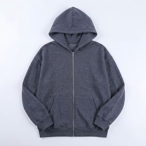 Sweat à capuche zippé vintage personnalisé pour homme, avec lettres appliquées, en tissu éponge respirant et écologique, OEM/ODM, marque privée, vente en gros - Product Image 3
