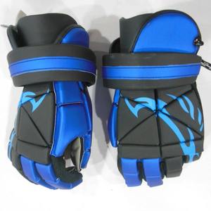 Gants de hockey sur glace en cuir bleu et noir HI-GLOW SPORTS INTERNATIONAL, fermeture à pression réglable, équipement de protection pour adultes, imperméables - Product Image 1