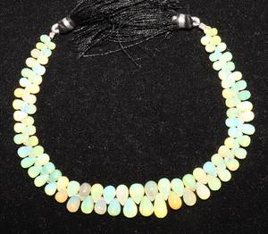 Cuentas de ópalo etíope natural brillante en forma de lágrima de 4x6 a 5x7 mm, cuentas de ópalo etíope en forma de gota de 8 pulgadas, cuentas lisas. - Product Image 1