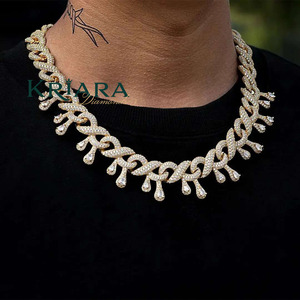 Luxury 10K Gold Plated <b>Statement</b> <b>Necklace</b> with Lab Grown Crystal Rhinestone Link Chain Unisex Wedding & Party - Product Image 1