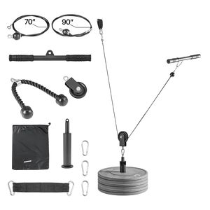 Sistema di Pulegge LAT con Maniglie a Doppia Presa, Barra Corta, Accessorio per Rack da Palestra, 1 Pezzo, Sistema di Pulegge con Cavi in Acciaio per Home Gym - Product Image 1