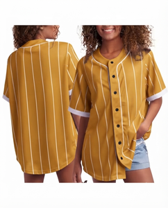 Premium Quality Golden Yellow Women's Baseball Jersey Wholesale Teamwear Sport Breathable 100% Polyester Mesh Tie-Dyed Front - Product Image 1