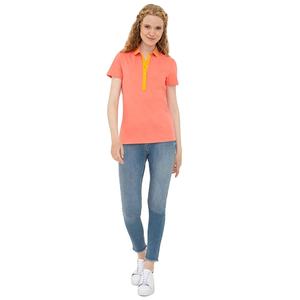 T-shirt pour femme en gros, coupe classique, manches courtes, col contrasté, respirant, anti-froissement, écologique, 100% coton - Product Image 2