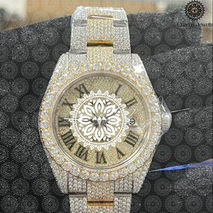 Montre de luxe Charm Jewels en acier inoxydable sertie de diamants, analogique à quartz, boîtier rond de 42 mm, fermoir pliant, unisexe - Product Image 5