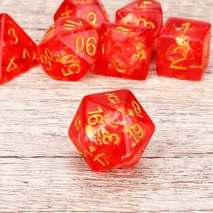 Red Transparent Resin Angel Craft <b>Dice</b> <b>Set</b> 7 Piece Polyhedral RPG Gaming <b>Dice</b> with Gold Numbers for DND - Product Image 4