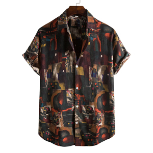 Camisas Hawaianas de Verano a Rayas de Poliéster/Algodón Estampadas y Transpirables para Hombres de Talla Grande, Camisa Casual de Playa - Product Image 5