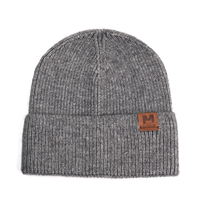 Bonnet en laine mérinos mélangée à côtes, style plié, avec logo personnalisé, pour homme et femme, unisexe, doux, idéal pour l'hiver