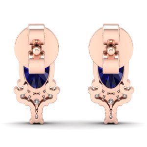 Boucles d'oreilles REYES en saphir bleu taille ovale 0,86 carat pour femme, en or 14K avec diamants et fermoir à vis, prix de gros - Product Image 4