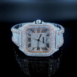 Montre Hip Hop personnalisée de haute qualité, entièrement sertie de diamants VVS cultivés en laboratoire, cadeau pour homme - Product Image 1