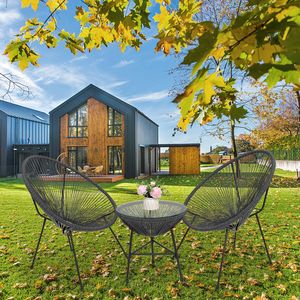 Set di mobili da giardino Acapulco Bistro in 3 pezzi per tutte le stagioni, colore grigio DK, con 2 sedie e tavolo con piano in vetro - Product Image 2