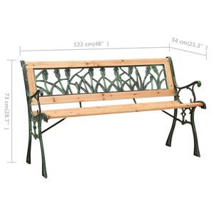 Banc de jardin en bois de sapin vert massif avec structure en fonte et revêtement en PVC, mobilier de patio en bois naturel - Product Image 6