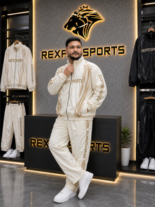REXFIT SPORTS 2026 Ensemble de survêtement unisexe personnalisé en nylon crème, veste zippée intégrale et pantalon de jogging, léger, pour le sport, la gym, l'entraînement et le streetwear - Product Image 2