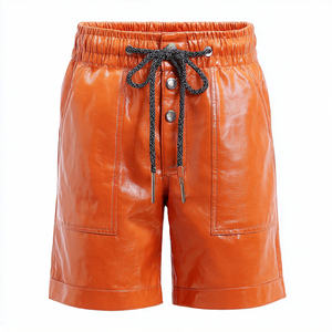 Shorts de cyclisme pour hommes en laine et cuir PU écologiques, à compression, taille haute élastique, coupe ajustée - Product Image 6