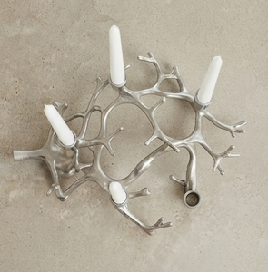 Candélabre en métal argenté à 5 branches, style arbre vintage, porte-bougie, décoration d'intérieur - Product Image 3