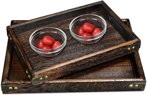 Plateau de service rectangulaire en bois multifonctionnel de qualité assurée avec découpes pour poignées, design moderne pour la cuisine et la décoration intérieure - Product Image 5