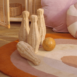 Juguetes de bolos de ratán para niños, juego de juguetes deportivos naturales para niños, para jugar en interiores y exteriores - Product Image 5