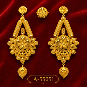 Boucles d'oreilles classiques plaquées argent à motif floral, bijoux de mariage pour femmes A-55052 - Product Image 5