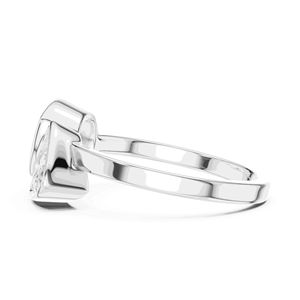 Bague de fiançailles unisexe Toi et Moi en or massif 18 carats avec diamant de laboratoire taille coussin Trillion, sertie quatre griffes partagées Est-Ouest - Product Image 4