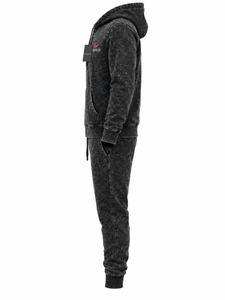 Ensemble de survêtement assorti pour homme, effet délavé, sweat-shirt à capuche et pantalon de jogging, coupe décontractée, vêtements de sport pour un confort et un style au quotidien - Product Image 2