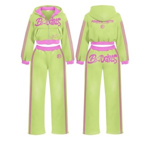 Ensemble de survêtement 2 pièces pour femme : sweat à capuche court zippé et pantalon de jogging large avec bande latérale – Noir et Rouge - Product Image 1