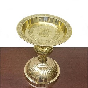 Handcrafted Brass Pedestal Compote Bowl - Antique <b>Decorative</b> Vessel Wholesale - Product Image 3