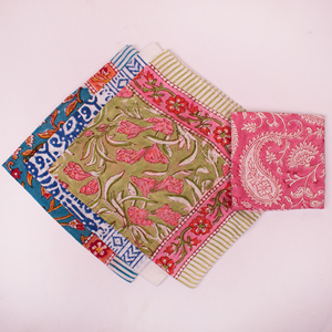 Hand Drawn Floral Cotton Bandana <b>Square</b> <b>Scarf</b> Ethnic Print Multi Color Set for Travel Spring Summer Fashion High Quality - Product Image 1